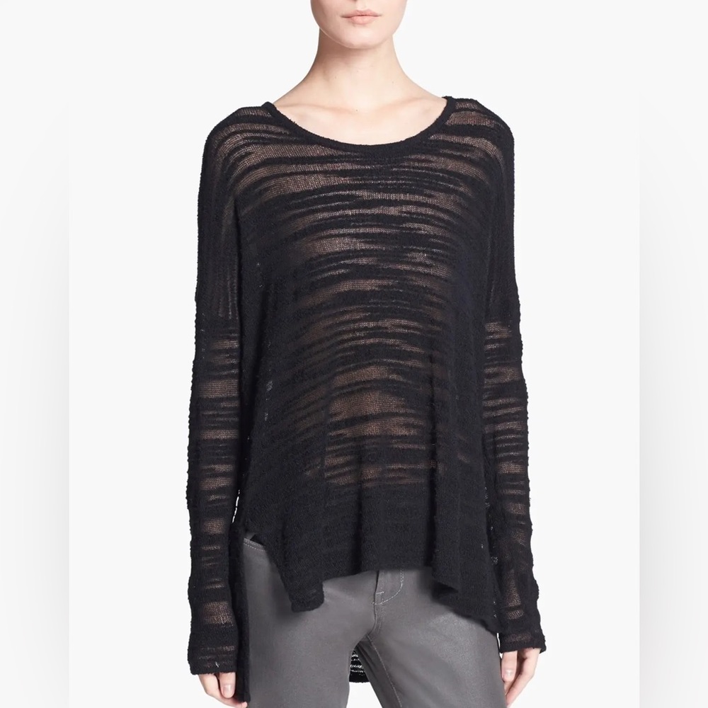 NWT Helmut Lang Black Distressed Style, Boucle Sweater
